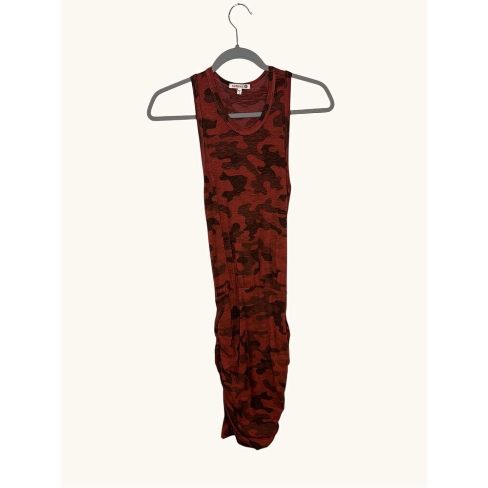 Sundry Red Camo Sleeveless Ruched Dress Size 1 Small